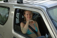 The lovely Beata in our trusty off-road chariot